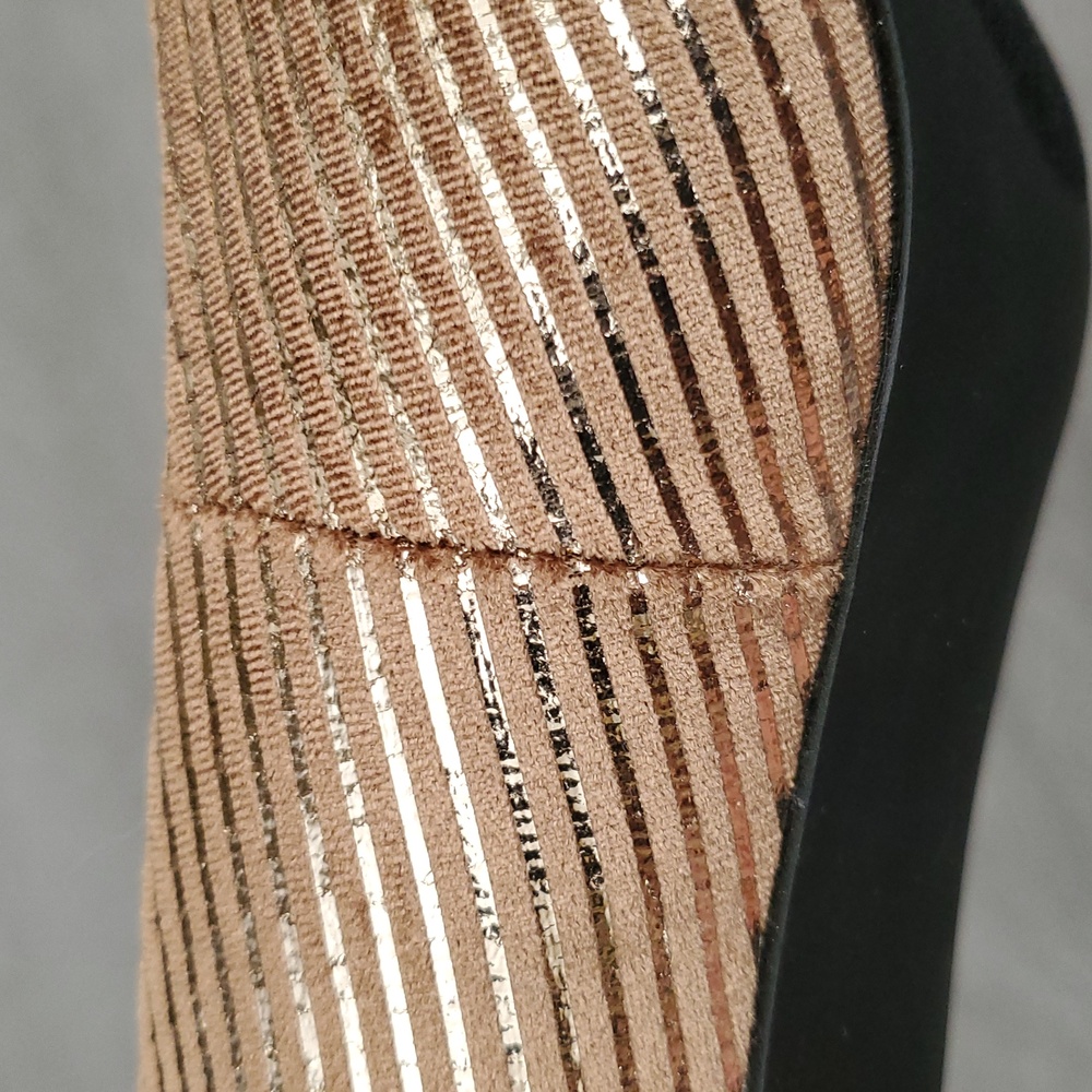 ๐๏ธ BELLINI Zesty Cord Tan Faux Leather Corduroy Gold Striped Pumps SIZE: 10W - Picture 11 of 14